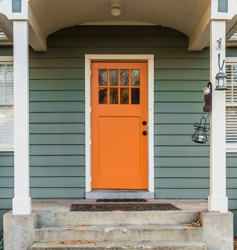 A newly replaced front door
