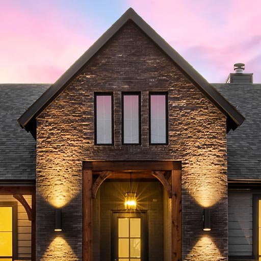A Brickwork Home at Sunset