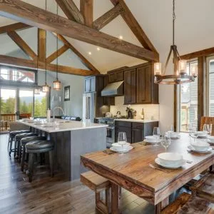 A home with rebuilt roof support beams
