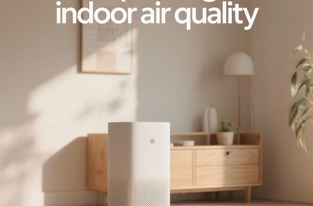 HEPA air purifier running in modern living room