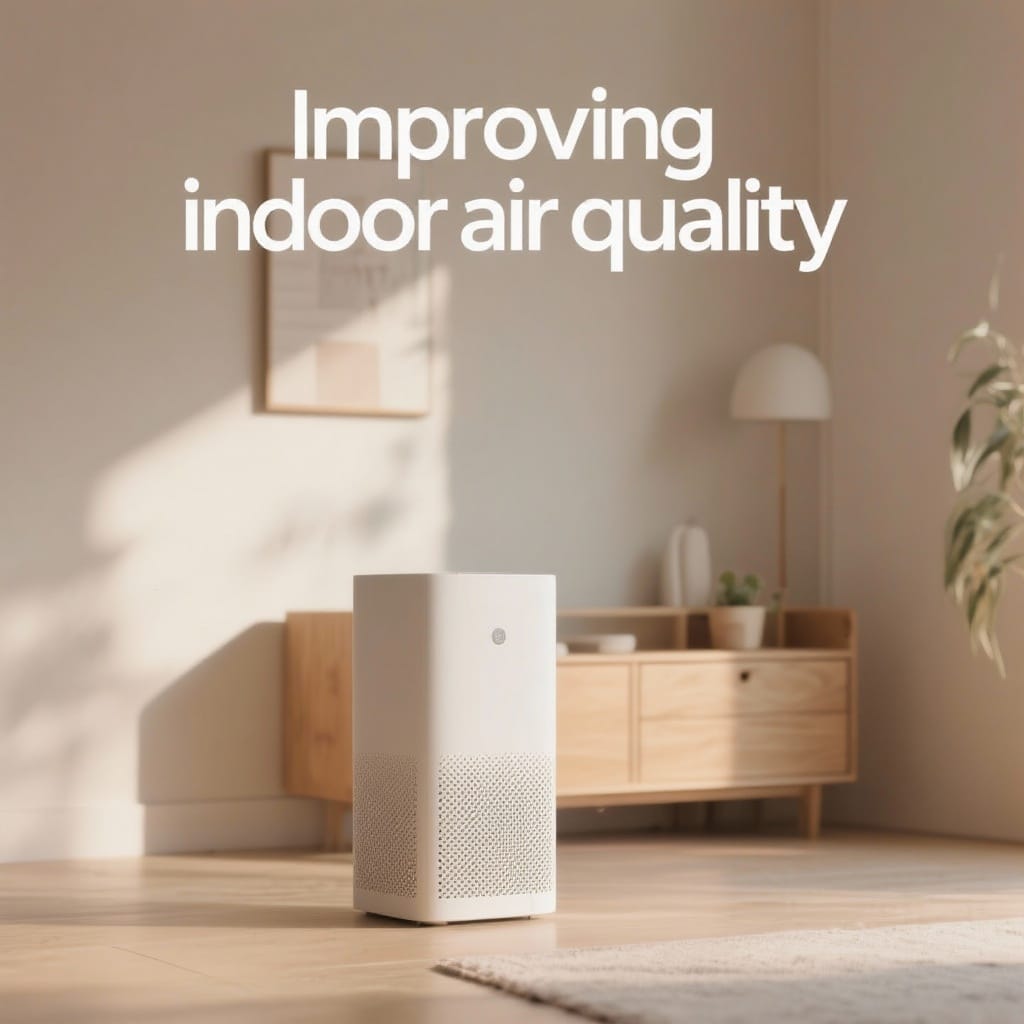 HEPA air purifier running in modern living room